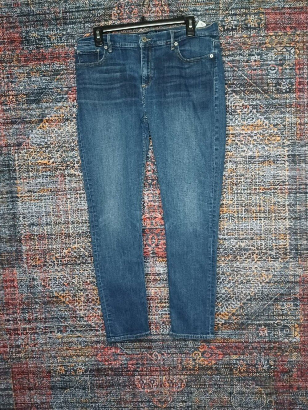 Lucky Brand womens dark distressed Brooke skinny stretch jeans 12x28